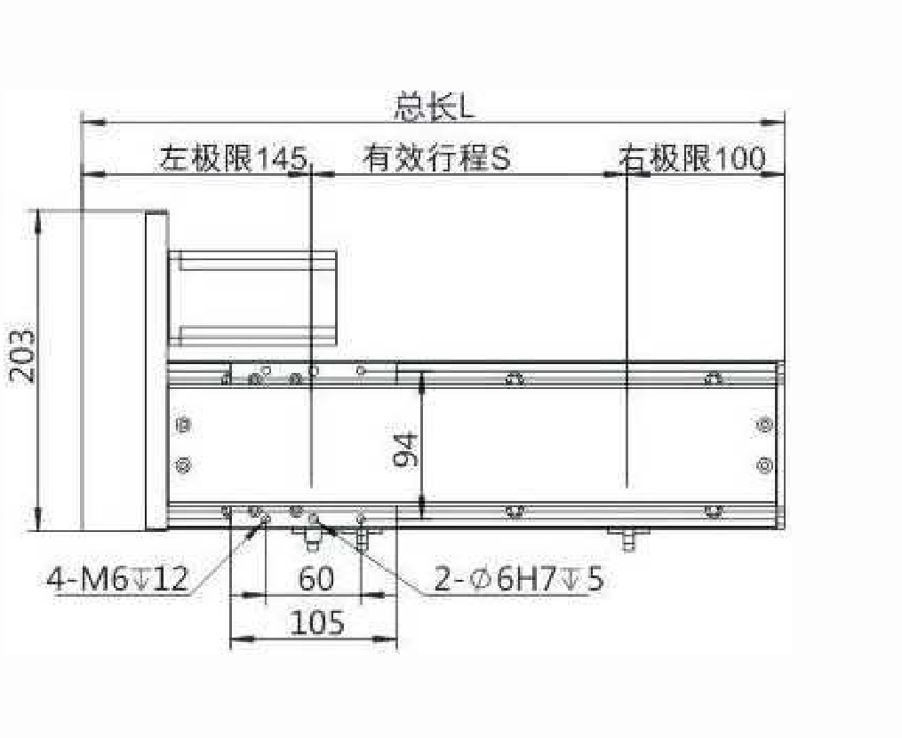 TK106 BL catalog dimension drawing, main view