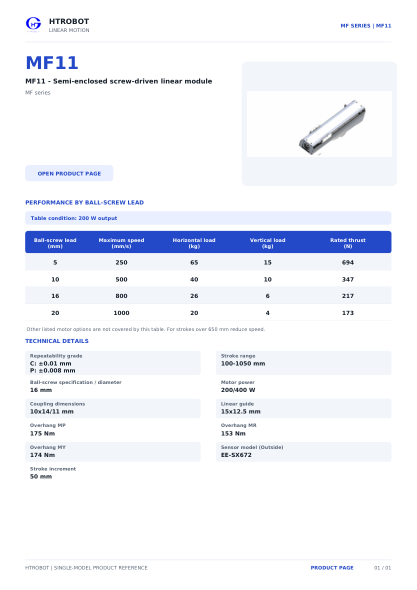 MF11 product sheet cover